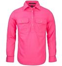 Ritemate Womens Closed Front Long Sleeve Shirt - 10 Colours, 16 / Hot Pink