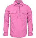 Ritemate Womens Closed Front Long Sleeve Shirt - 10 Colours, 16 / Hot Pink