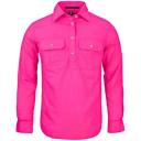 Ritemate Womens Closed Front Long Sleeve Shirt - 10 Colours, 16 / Hot Pink