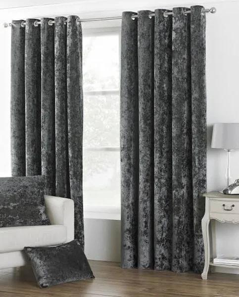 Riva Paoletti Verona Ringtop Eyelet Curtains (Pair), 168cm x 183cm, Pewter Grey