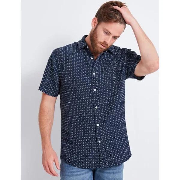 Rivers - Mens Button-Up - Short Sleeve Print Soft Touch Shirt