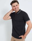 Rivers Short Sleeve Jersey Textured Zip Neck Polo