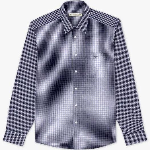 RM Williams Collins Check Shirt Small Navy / White