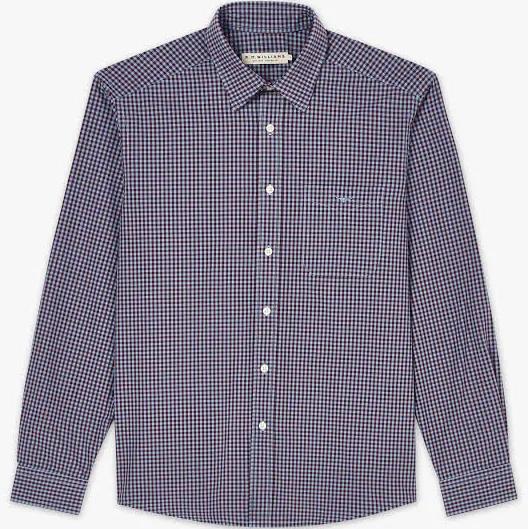 RM Williams Collins Check Shirt X-Large Burgundy / Blue