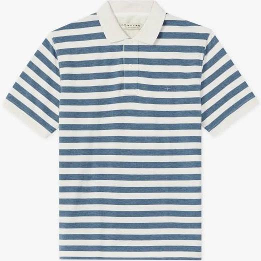 RM Williams Mens Cotton Pique Regular Fit Rod Polo's Blue/White / 3XL