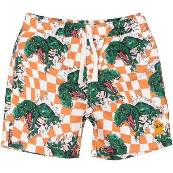 Rock Your Baby Checker Dino Boardshorts with Mesh Lining 7