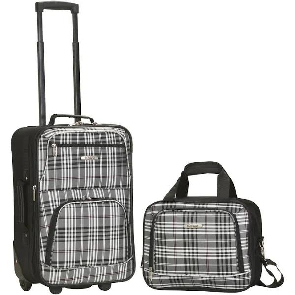 Rockland Rio 2 Piece Carry On Luggage Set - Black Cross - Luggage Sets