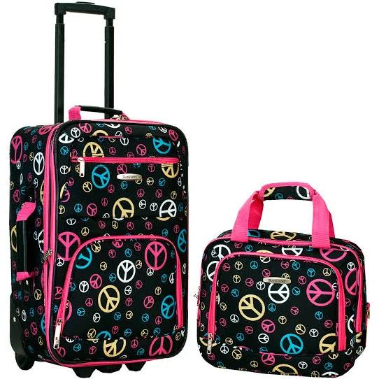 Rockland Rio 2 Piece Carry On Luggage Set - Peace - Luggage Sets