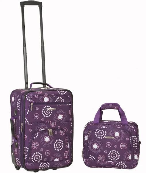 Rockland Rio 2 Piece Carry On Luggage Set - Purple Pearl - Luggage Sets