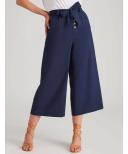 Rockmans Ankle Length Button Trim Linen Blend Pants