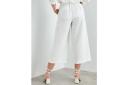 Rockmans Ankle Length Button Trim Linen Blend Pants White - 16