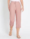 Rockmans Crop Linen Button Pants