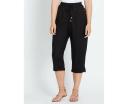 Rockmans Crop Linen Button Pants Black - 10