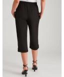 Rockmans Crop Linen Button Pants Black - 14