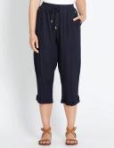 Rockmans Crop Linen Button Pants Latte - 12
