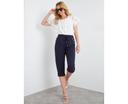 Rockmans Crop Linen Button Pants Navy - 12