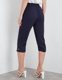 Rockmans Crop Linen Button Pants Navy - 12