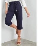 Rockmans Crop Linen Button Pants