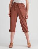 Rockmans Crop Linen Pants - Womens - Clove AU Size 20 - AfterPay & zipPay Available