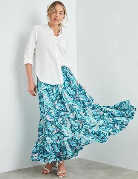 Rockmans Elastic Waist Tiered Maxi Skirt