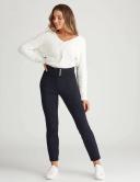 Rockmans Full Length Wide Waistband Ponte Pant - Navy - Womens Trousers - Size 8 - Ezibuy