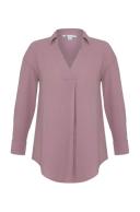 Rockmans Long Sleeve Collar V Neck Tunic Woven Top