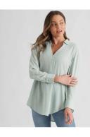 Rockmans Long Sleeve Collar V Neck Tunic Woven Top Fuchsia Onl - 14