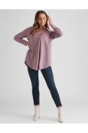 Rockmans Long Sleeve Collar V Neck Tunic Woven Top Green - 18