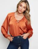 Rockmans Long Sleeve Neck Detail Floaty Top