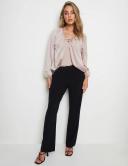 Rockmans Long Sleeve Neck Detail Floaty Top Mink - 20