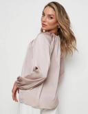 Rockmans Long Sleeve Neck Detail Floaty Top Mink - 20