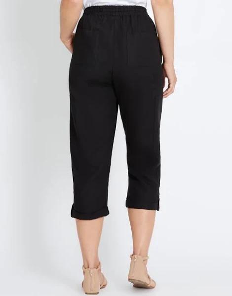 Rockmans - Womens Pants - Crop Linen Button Pants
