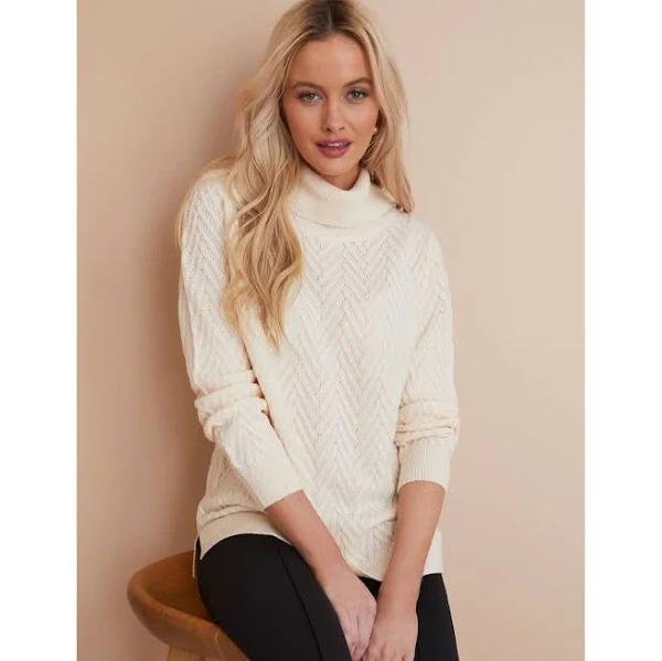 Roll Neck Chevron Cable Jumper