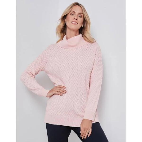 Roll Neck Chevron Cable Jumper