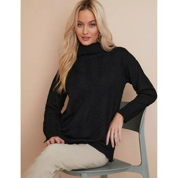 Roll Neck Chevron Cable Jumper