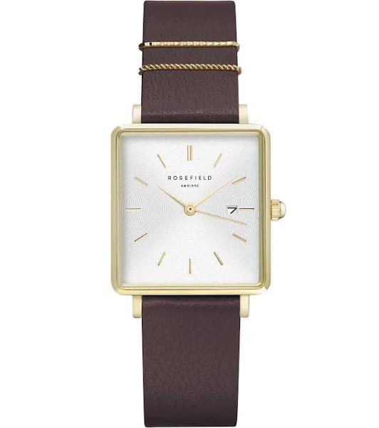 Rosefield The Boxy Watch White Aubergine