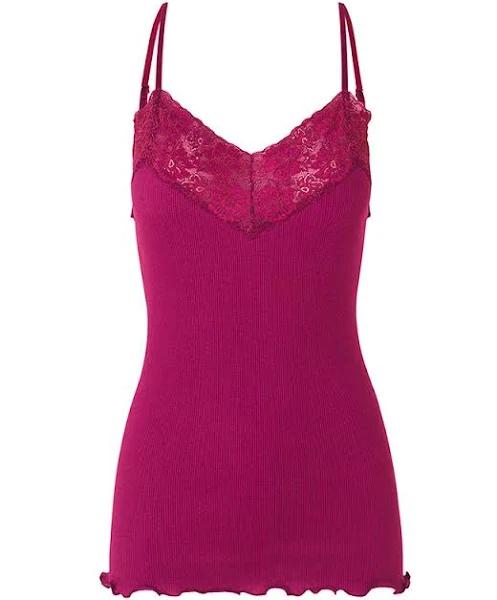 Rosemunde Spaghetti Straps Organic Cotton and Lace Top Fuchsia