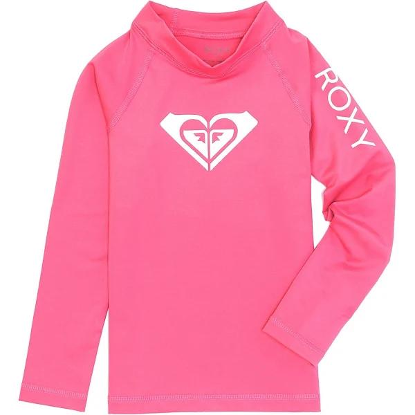 Roxy Girls' Whole Hearted Long Sleeve Rashguard Toddler Shirt - Pink Guava - Swimoutlet.com
