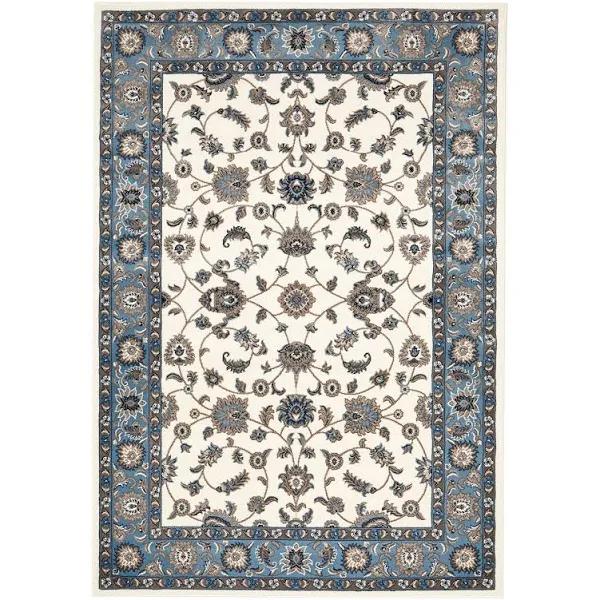 Royal Border Oriental Rug Size 120 x 170cm in White/Blue by Rug Culture