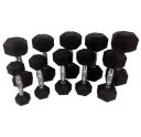 Rubber Hex Dumbbells 50kg Pairs