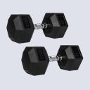 Rubber Hex Dumbbells 70kg Pair - Loaded Lifting