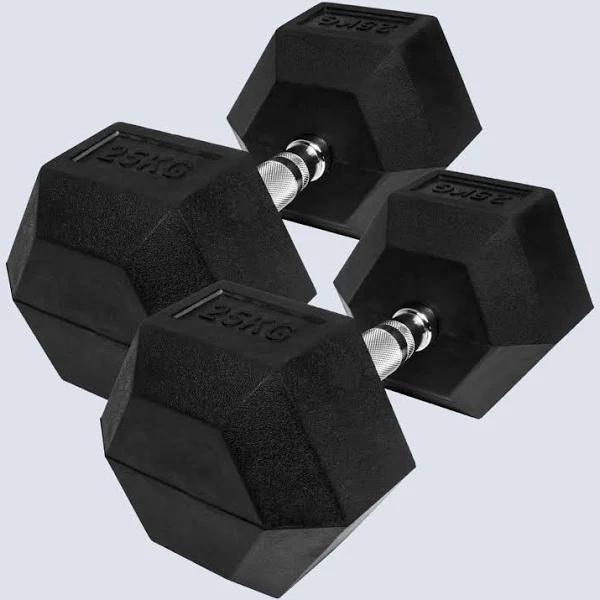 Rubber Hex Dumbbells 70kg Pair - Loaded Lifting