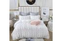 Ruffles Textured Jacquard Super King Size Bed Quilt/Doona/Duvet Cover Set - White