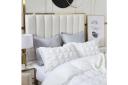 Ruffles Textured Jacquard Super King Size Bed Quilt/Doona/Duvet Cover Set - White