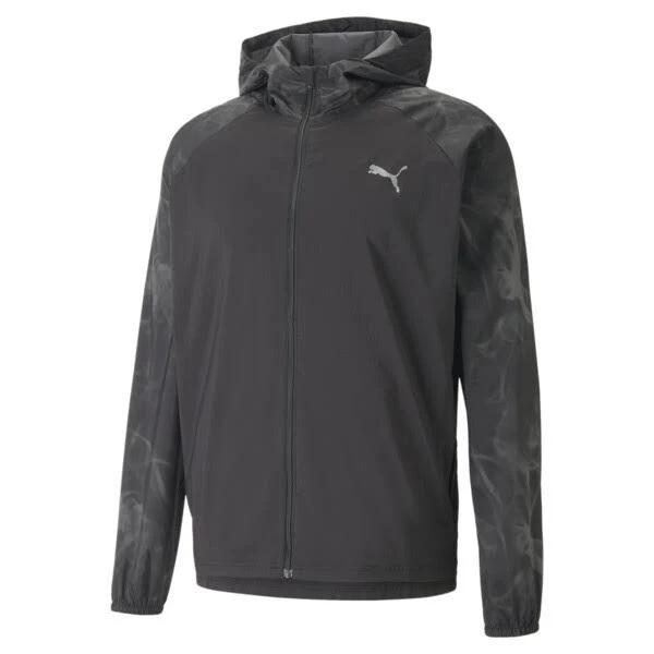 Run Men's Favourite Printed Woven Jacket in Black/Aop, Size XL, Polyester by Puma