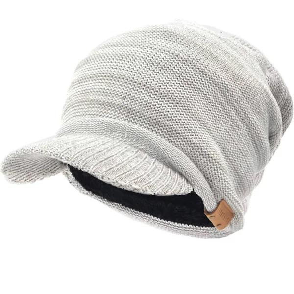 Ruphedy Herren Mütze Mit Schirm Fleece Visor Beanie Schirmmütze Wintermütze B319