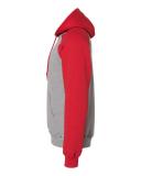 Russell Athletic 693HBM Dri-Power Fleece Colorblock Hoodie - Oxford/True Red - XL