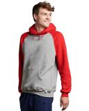 Russell Athletic 693HBM Dri-Power Fleece Colorblock Hoodie - Oxford/True Red - XL