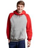 Russell Athletic 693HBM Dri-Power Fleece Colorblock Hoodie - Oxford/True Red - XL