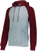 Russell Athletic 693HBM Dri-Power Fleece Colorblock Hoodie - Oxford/True Red - XL